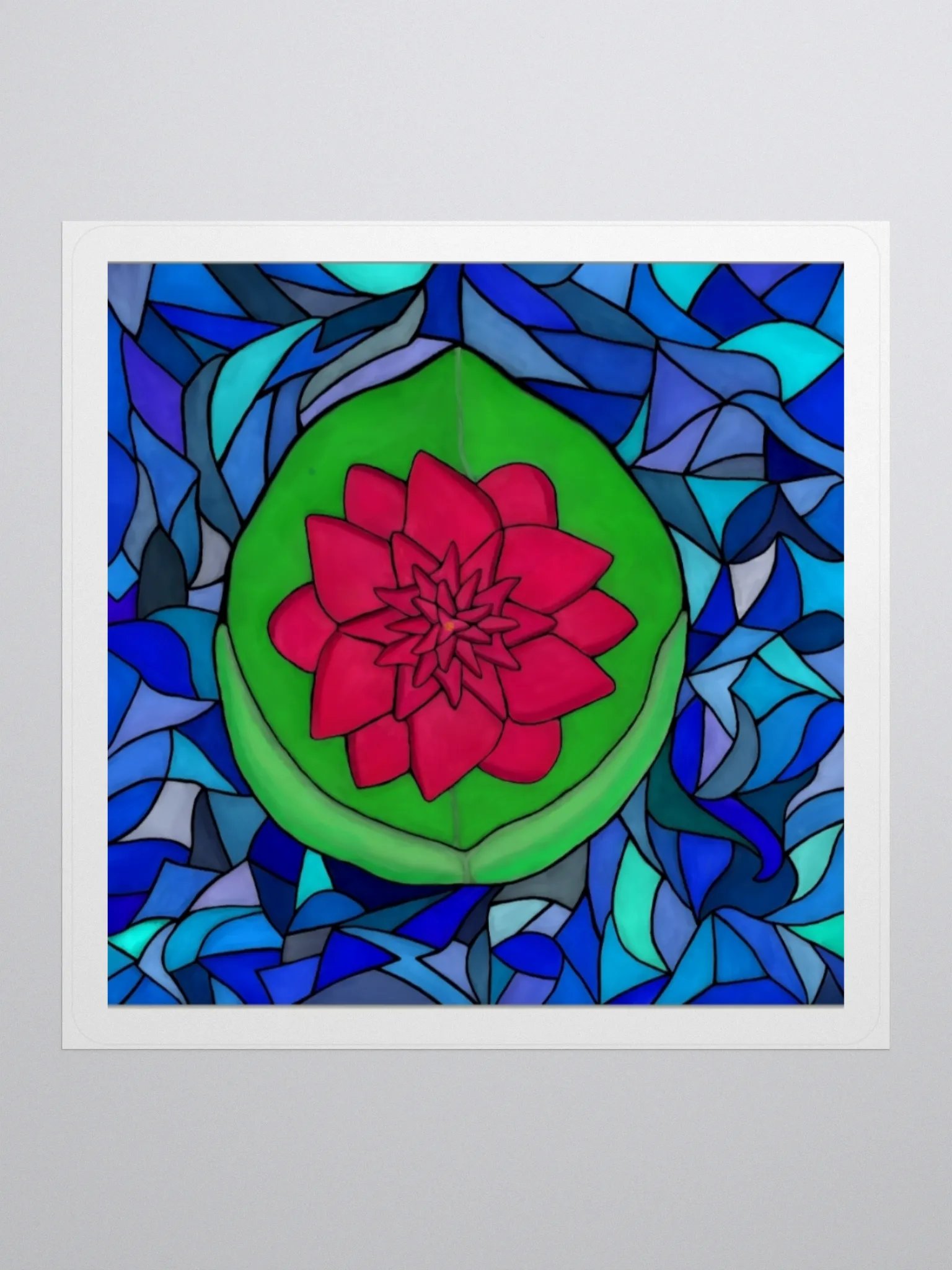 Stained Glass Reddish Pink Lilypad Kiss Cut Stickers product image (2)