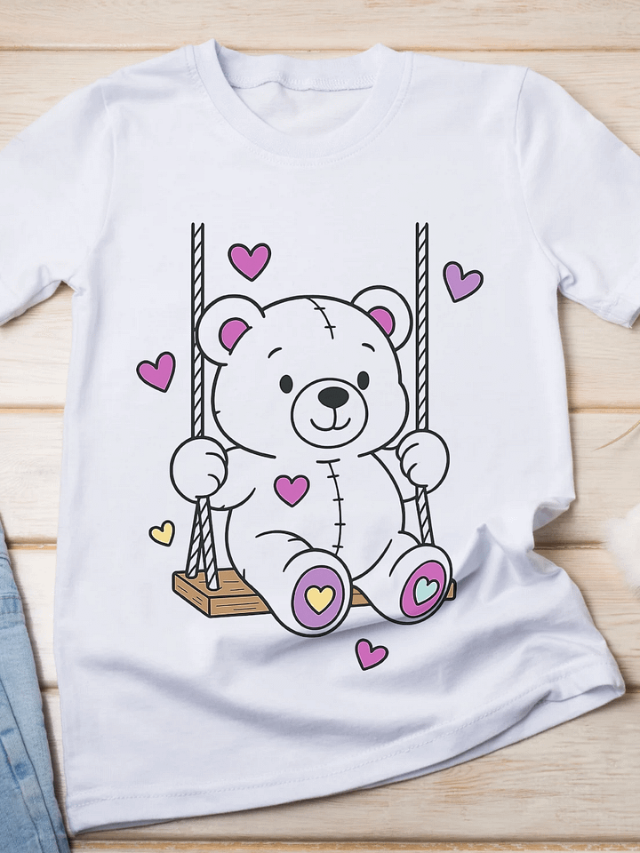 Cozy Swinging Bear Tee – A Hug You Can Wear 🤍 product image (1)