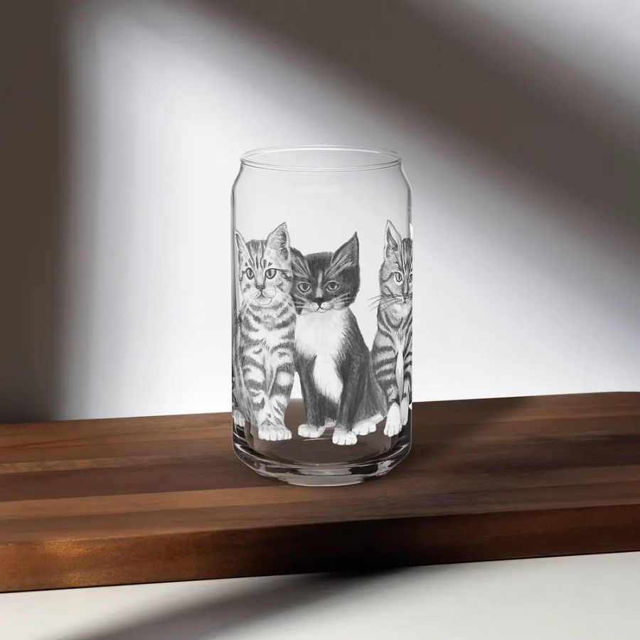 Kittens Drawing Glass Can Cup product image (35)