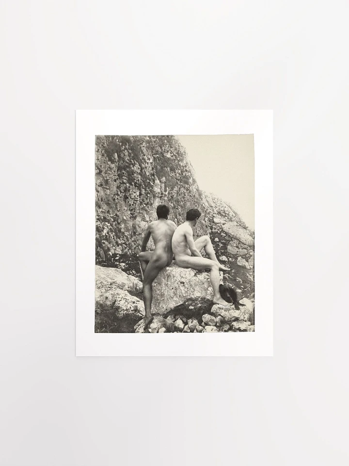 Two Nude Male Youths On Rock by Wilhelm von Gloeden (c. 1890) - Print product image (1)