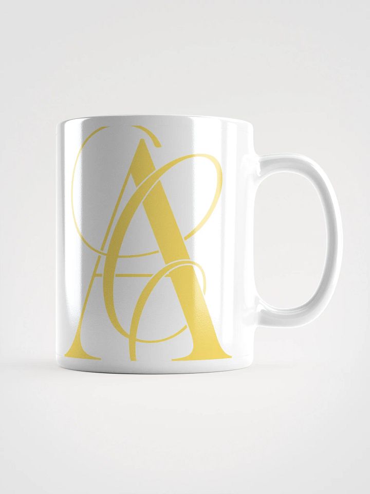 Elegant A Calligraphy White Glossy Mug (Yellow) product image (1)