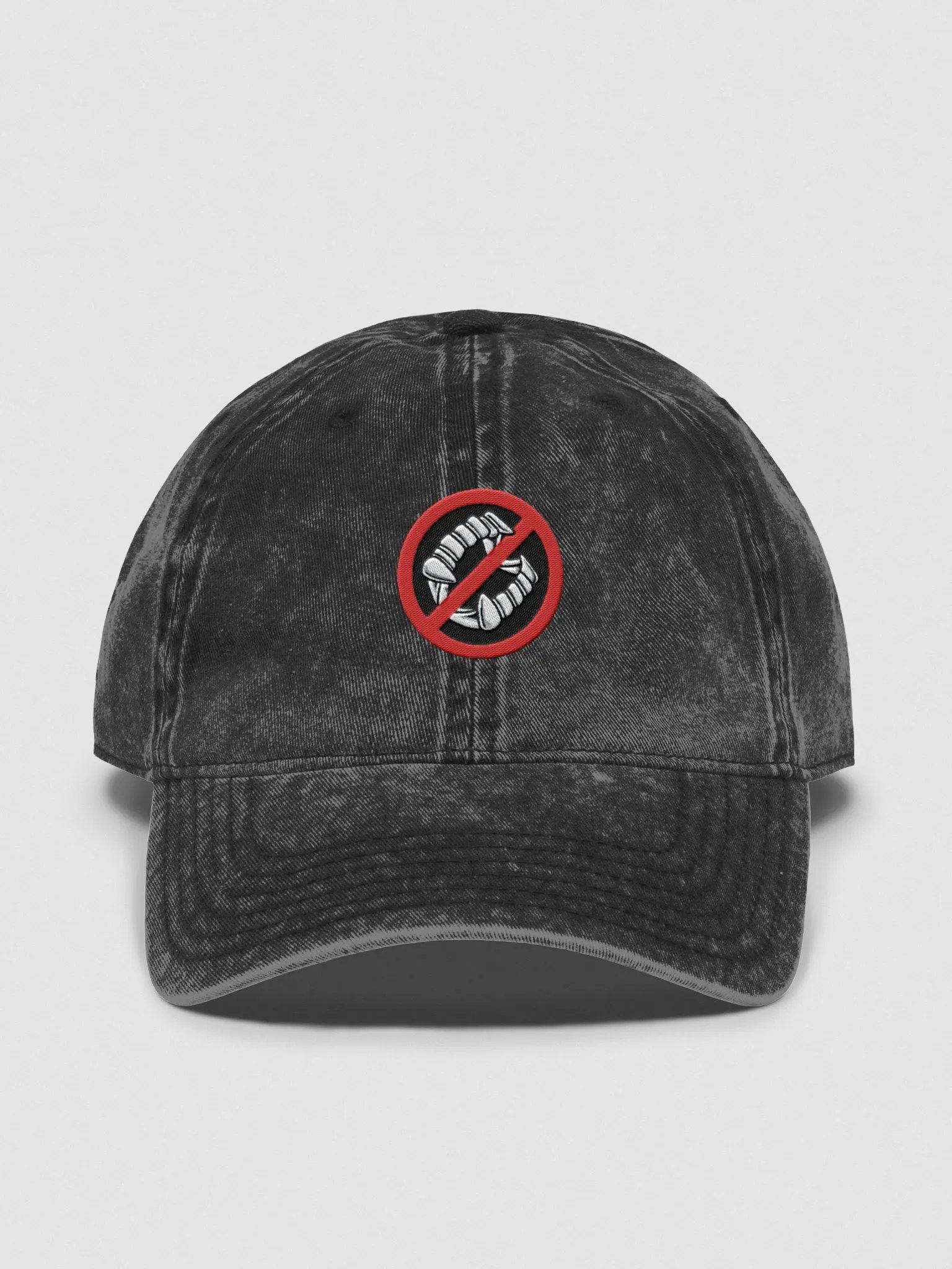 No Fangs Allowed Denim Wash Cap product image (1)