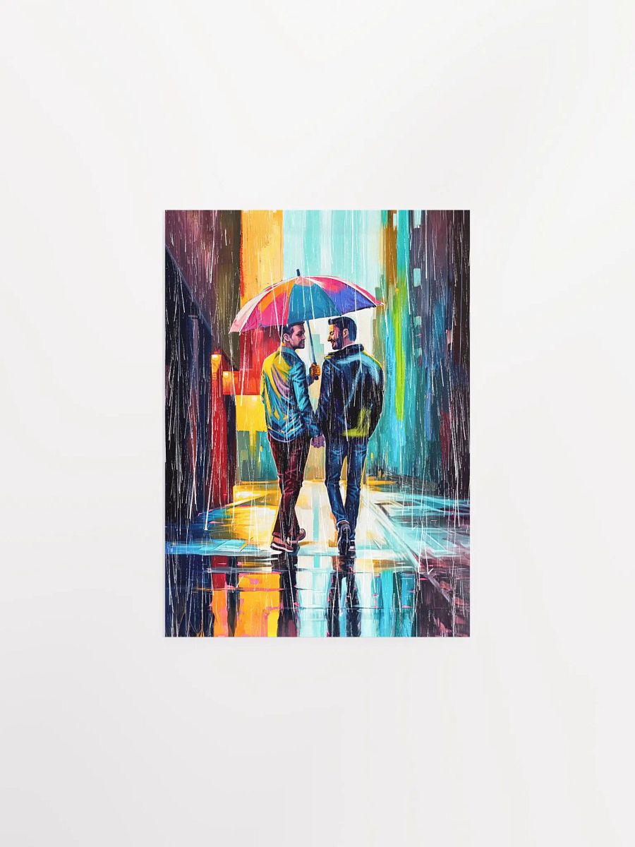 Gay Couple In The Rain – Colorful Two Hearts Matte Poster product image (9)