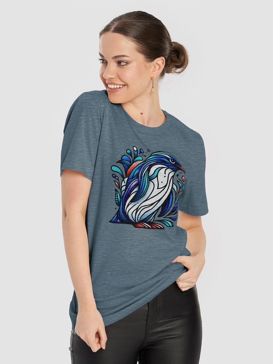 Abstract Blue Penguin T-Shirt, Artistic Wildlife Bird Tee, Unique Penguin Graphic, Ocean Nature Lover T-shirt product image (5)