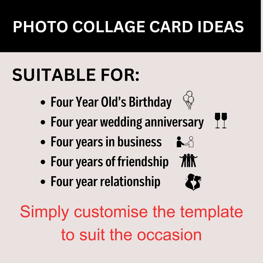 Four Year Celebration Card Photo Collage Canva Template product image (2)