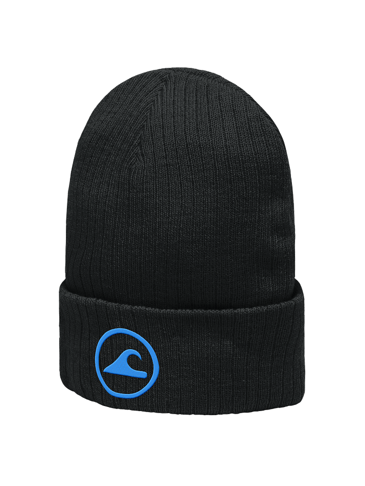 Embroidered Wave Rider Atlantis Ribbed Knit Beanie (Aqua) product image (2)