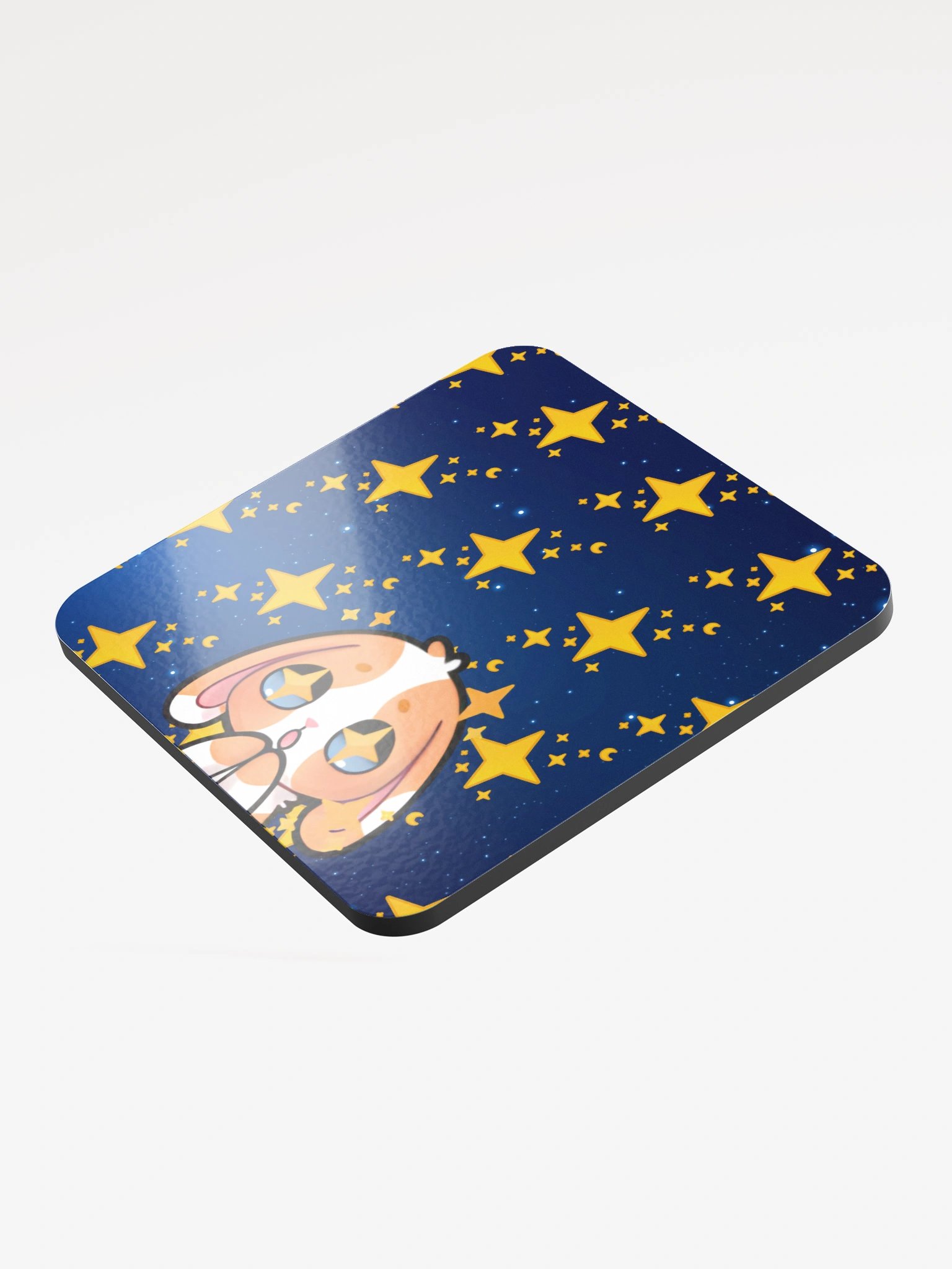 Starry-Eyed Bunny Glossed Cork Coaster product image (3)