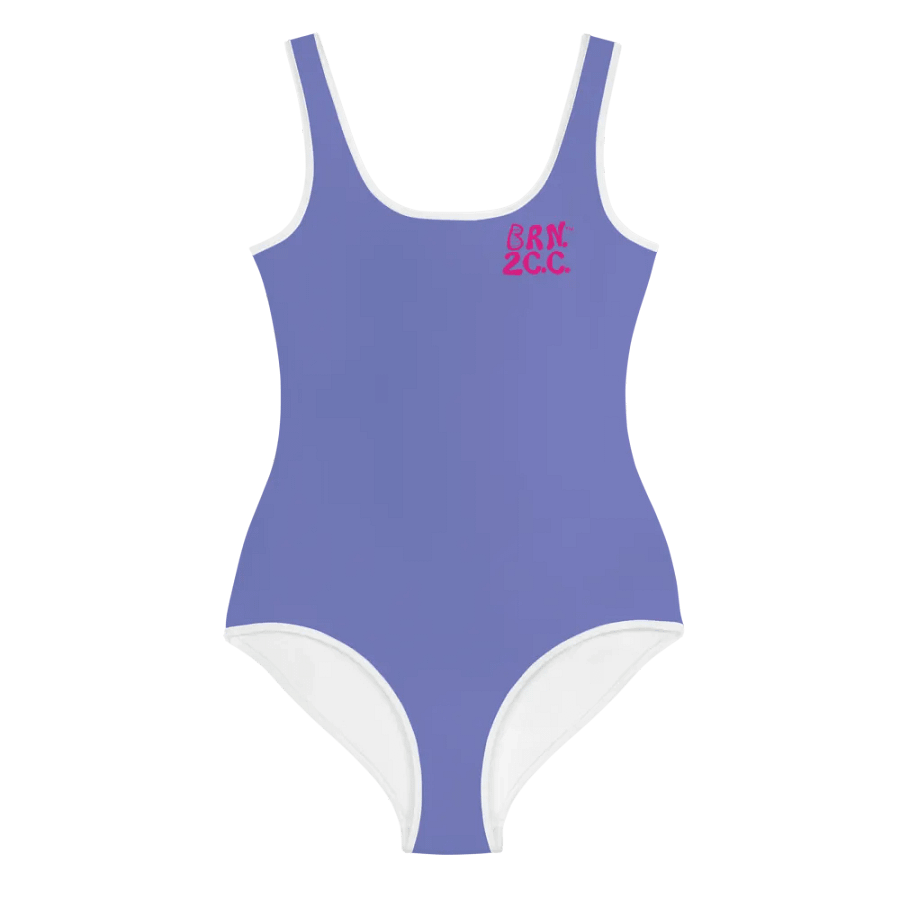 💖Girls' | Youth | BRN.2C.C.™ | Slate Blue Swimsuit 👙| Pink Logos product image (2)