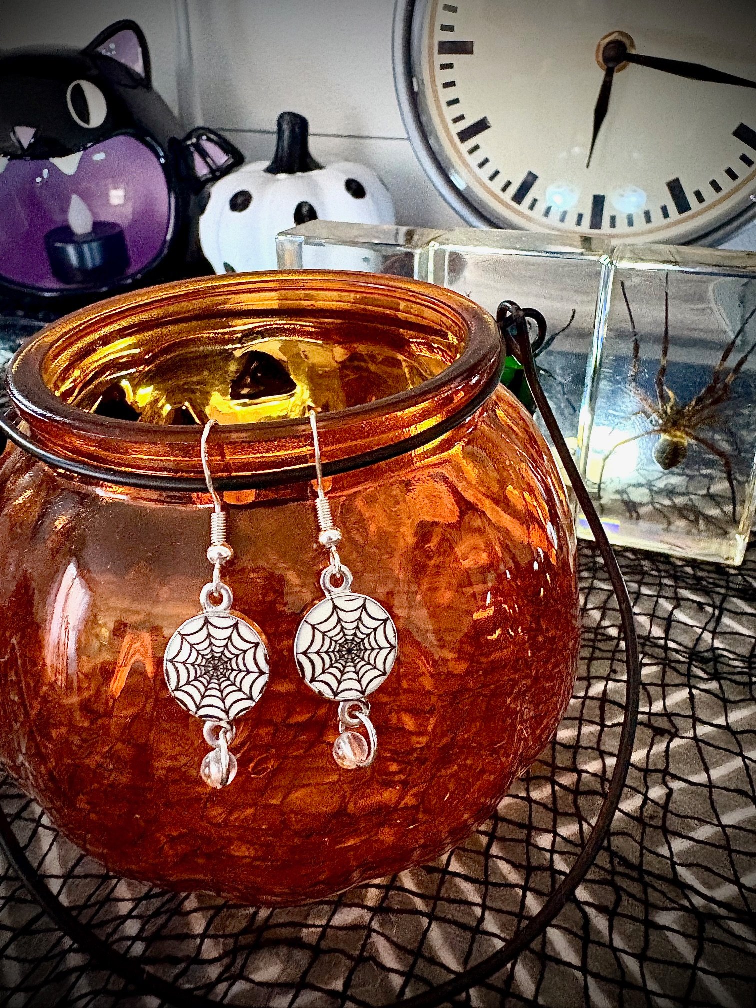 MFD-00243 | Spooky Spiderweb Earrings 🕷️✨ | Handmade Halloween Jewelry by Monique Faella Designs™ product image (5)