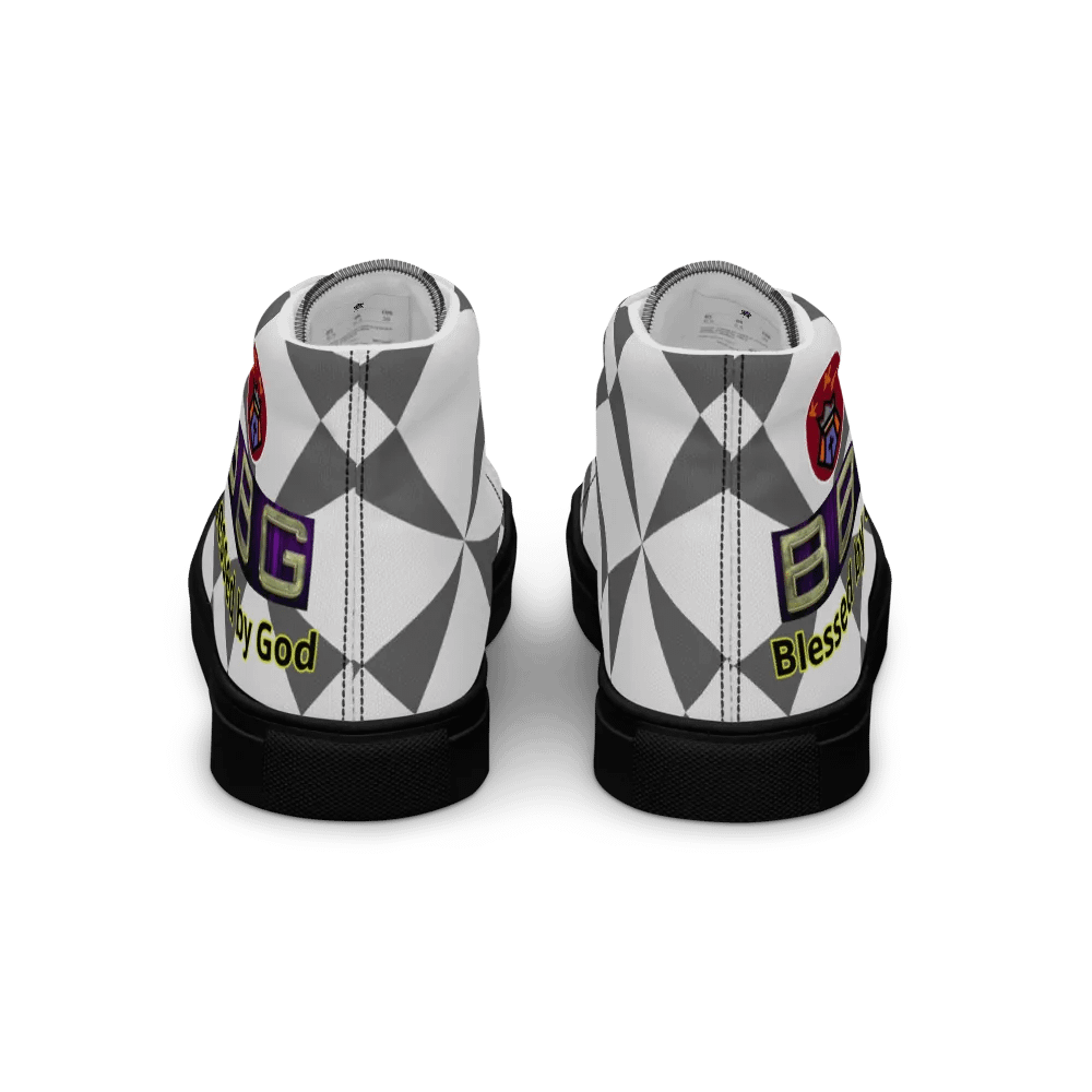 BBG Grey/White Pattern High Tops - Black Soles product image (2)