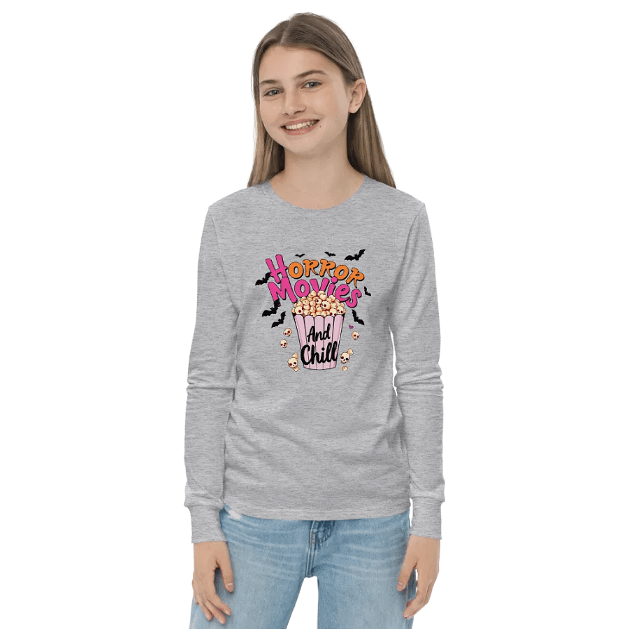 Horror Movies and Chill Popcorn Youth L/S Tee product image (5)
