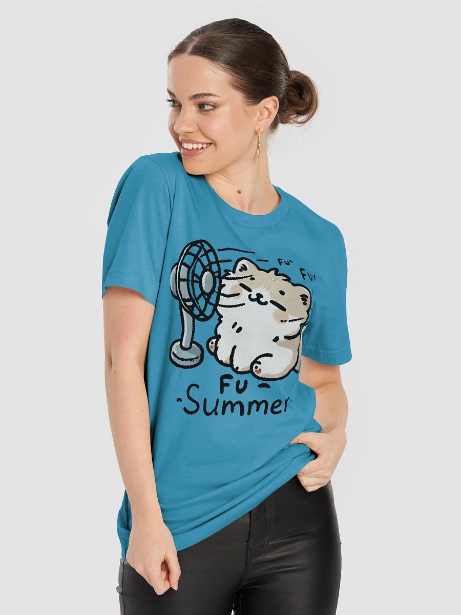 Fu~ Summer - Cute Fluffy Cat with Fan Graphic T-Shirt product image (4)