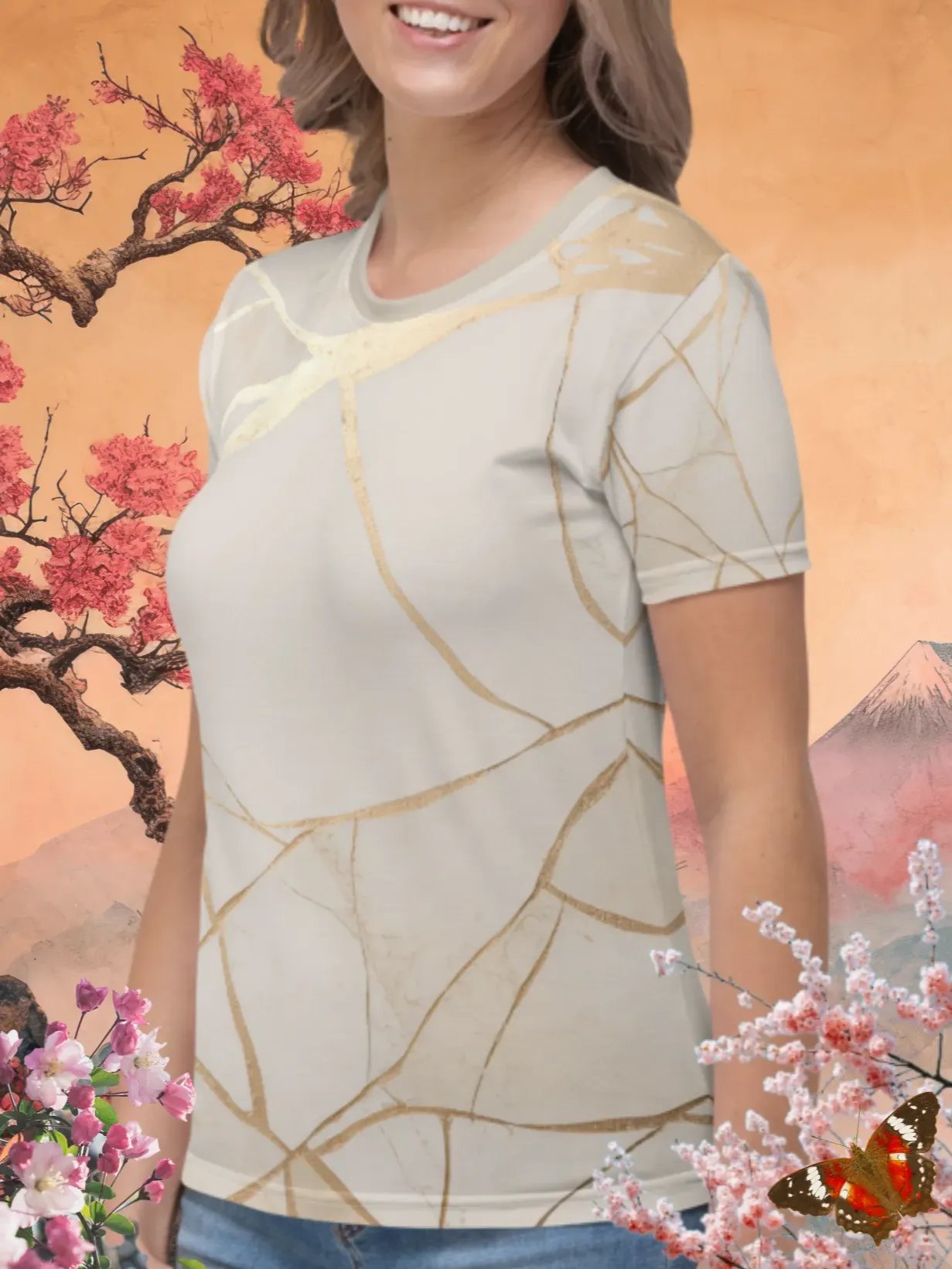 Pearl & Gold Kintsugi Print T-Shirt product image (2)