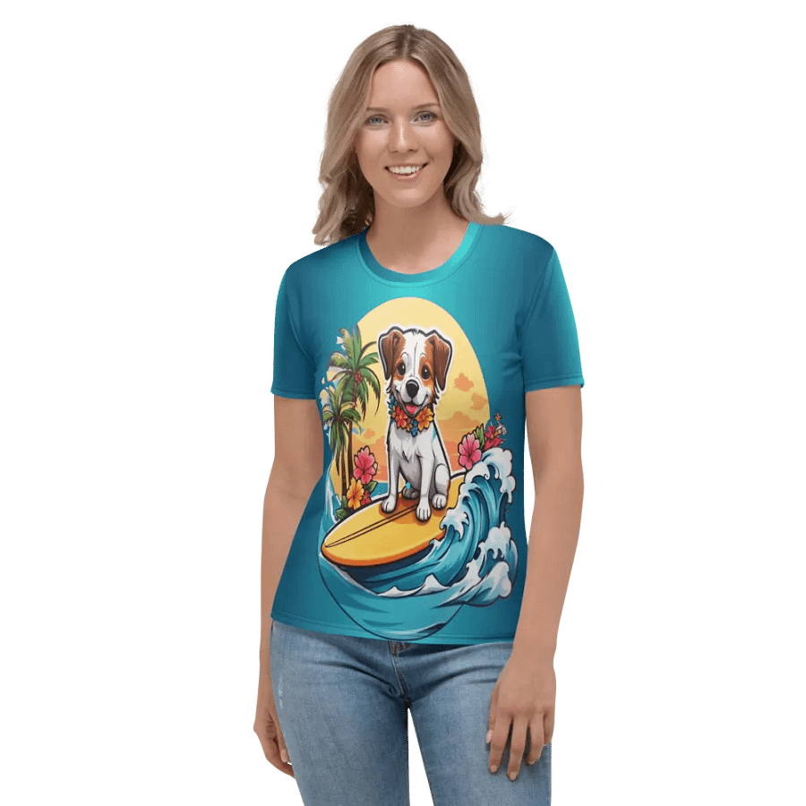Dog Surfing All Over Print T-shirt product image (2)