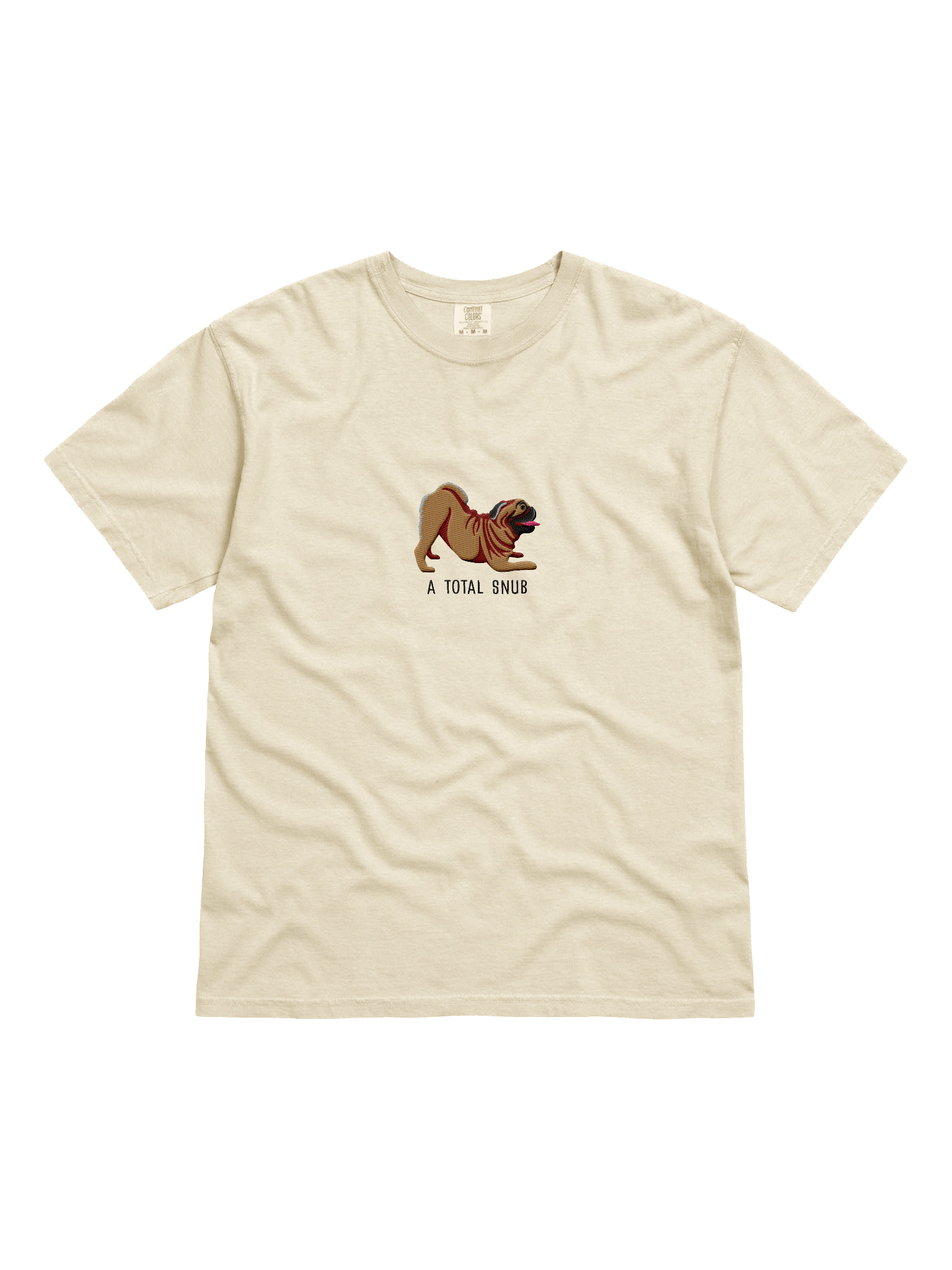 A Total Snub T-Shirt(Embroidered) of a Pug(Tan) product image (41)