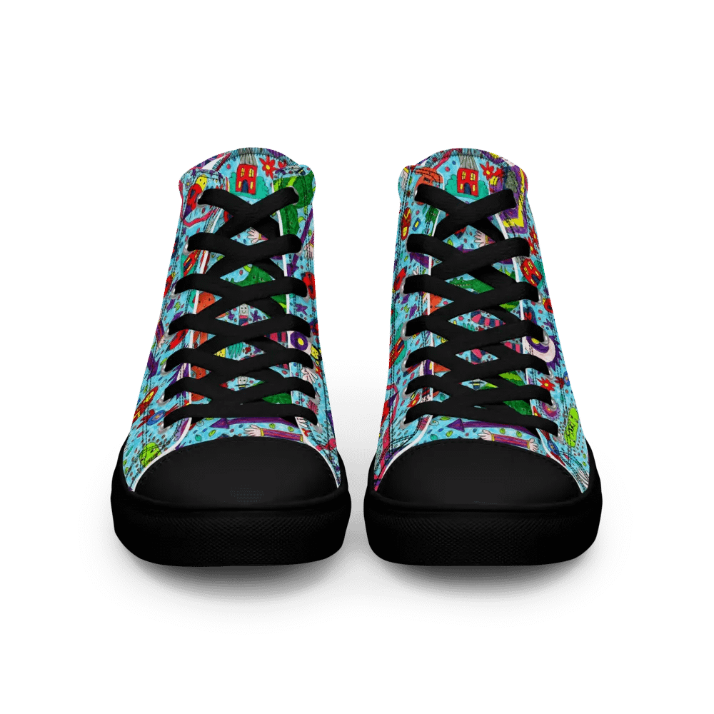 Abstract Doodle Characters Ladies High Top Canvas Shoes product image (9)