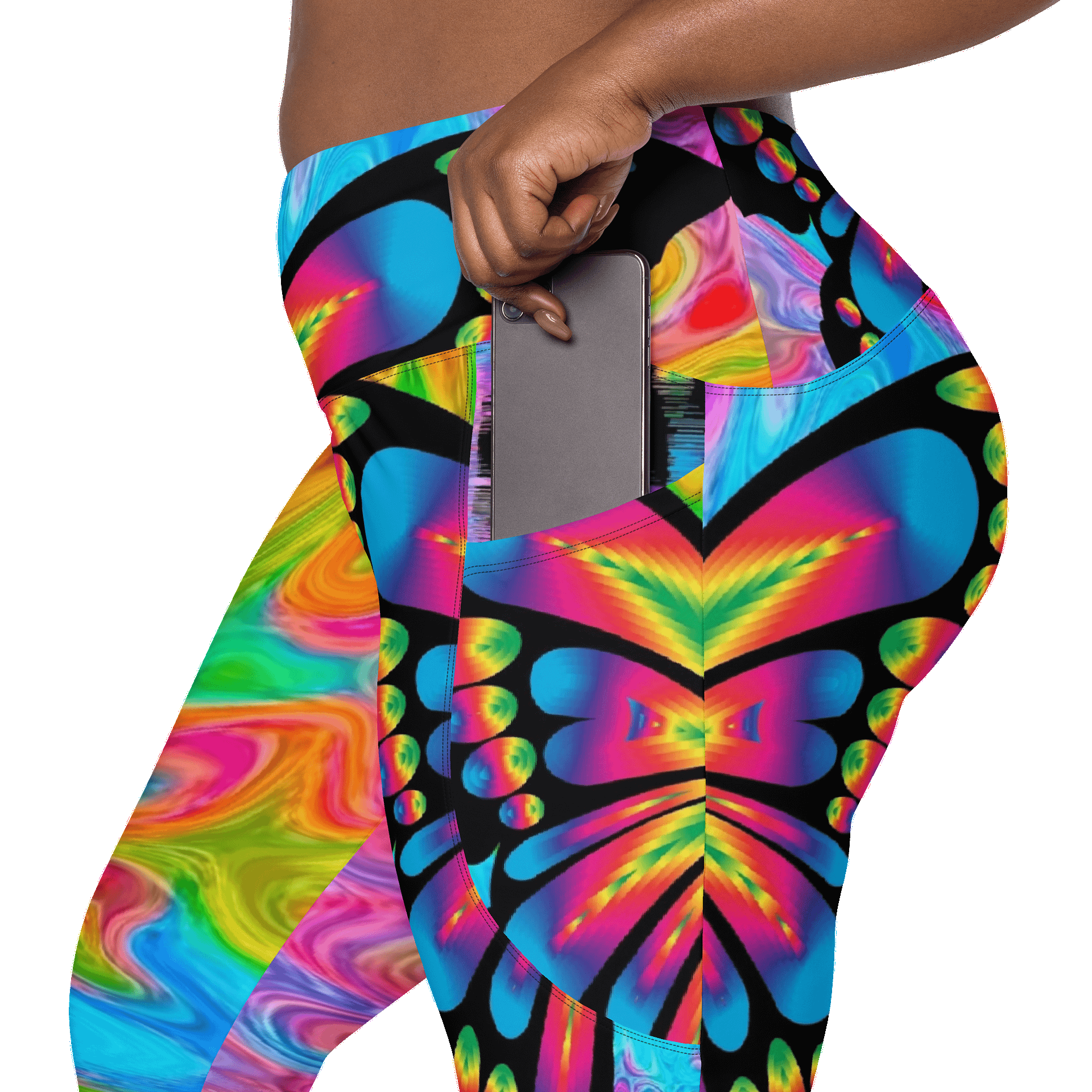 'Butterflies' Crossover Leggings with Pockets product image (8)
