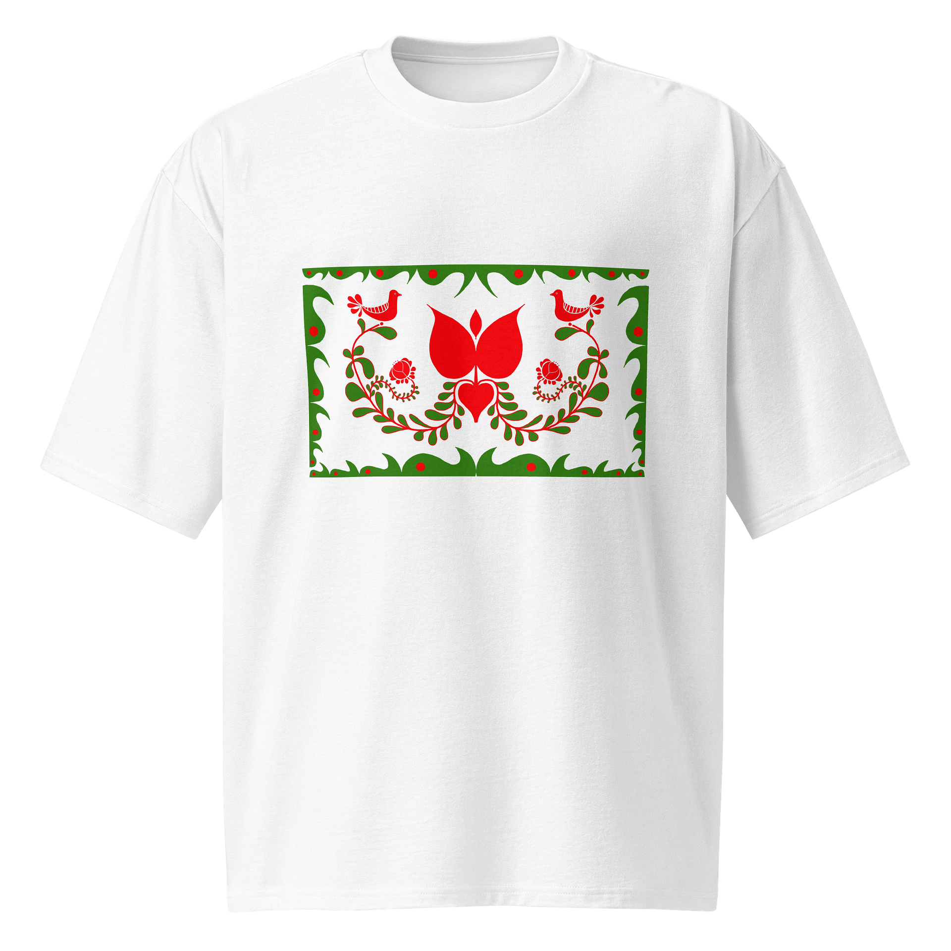Hungarian Folk-Inspired Symmetry Oversized Tee product image (1)