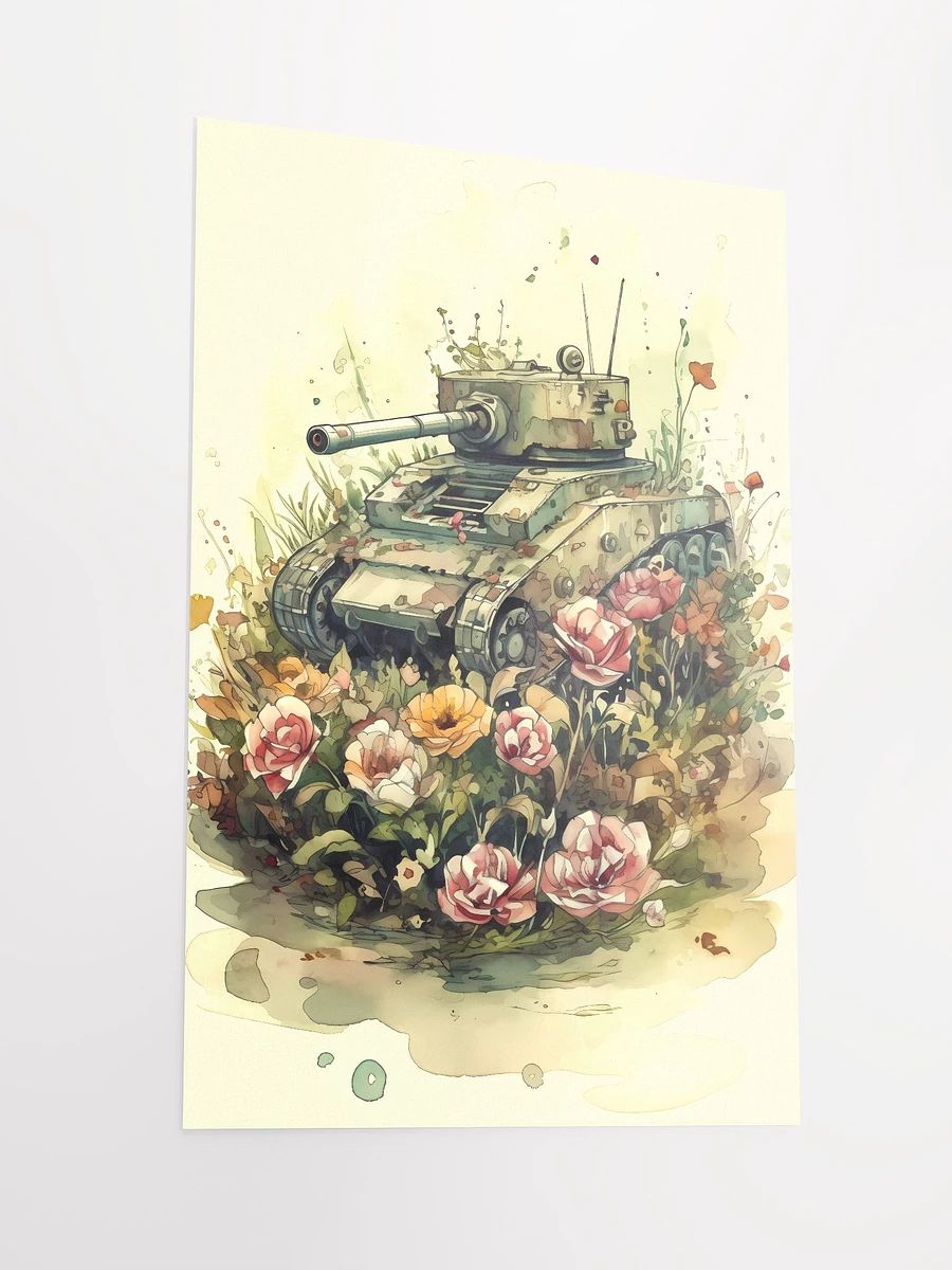 Harmony of Strength and Softness: A Military Tank Amidst Blooming Flowers Poster Matte Posters product image (4)