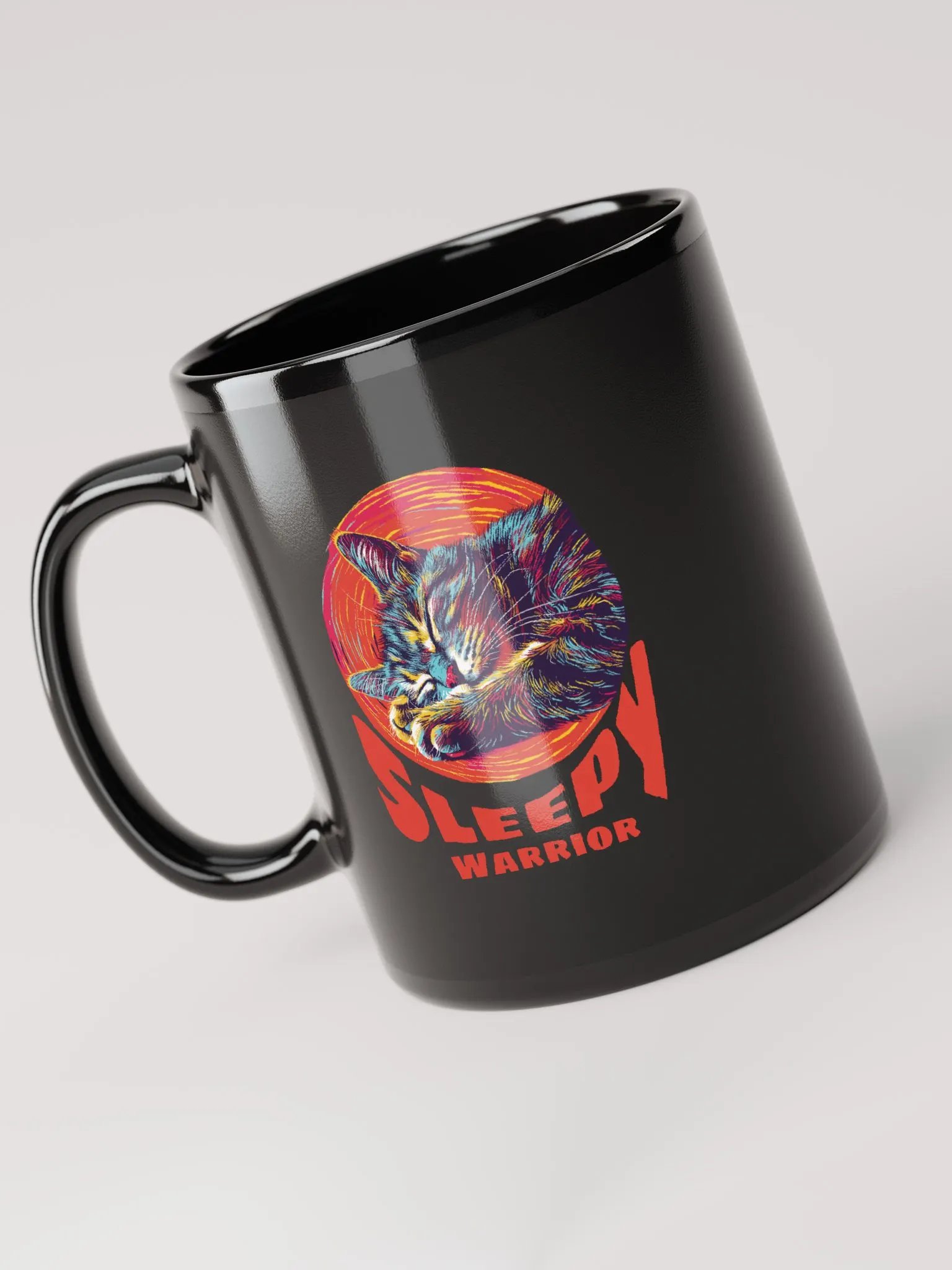 Sleepy Warrior Cat | Black Mug product image (5)