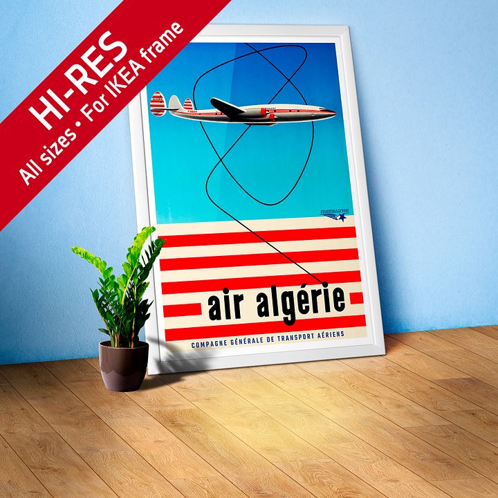 Air Algerie, Algeria, 1958 — retro vintage travel poster, retro travel art, retro travel wall art, airline poster, 50s poster product image (1)