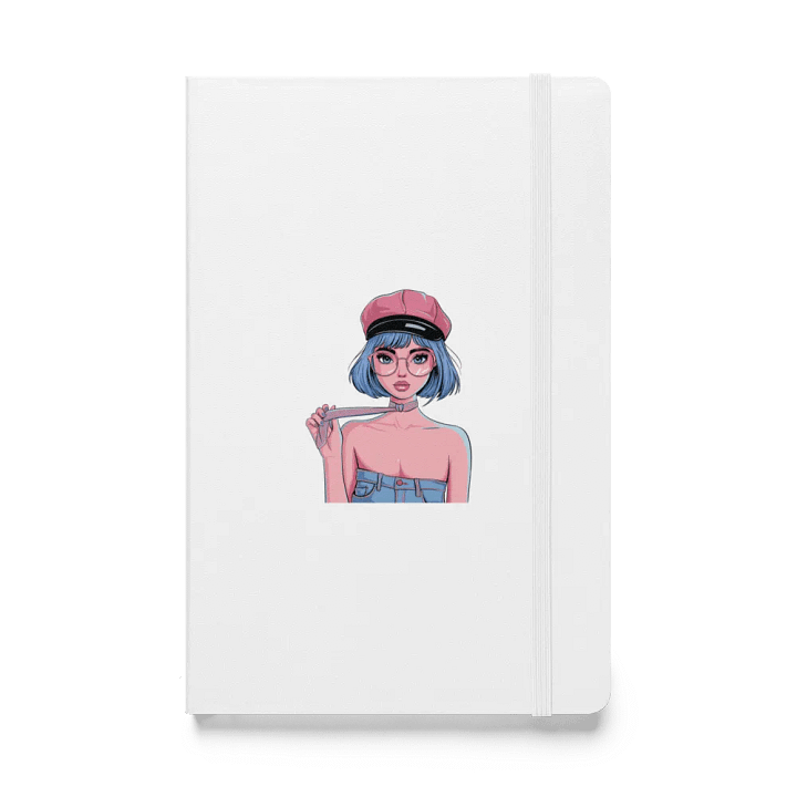 Whimsical Blue Hair and Pink Tie Hardcover Notebook product image (1)