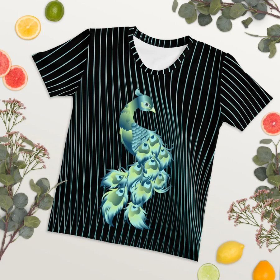 Pretty Peacock All Over Print T-shirt product image (7)