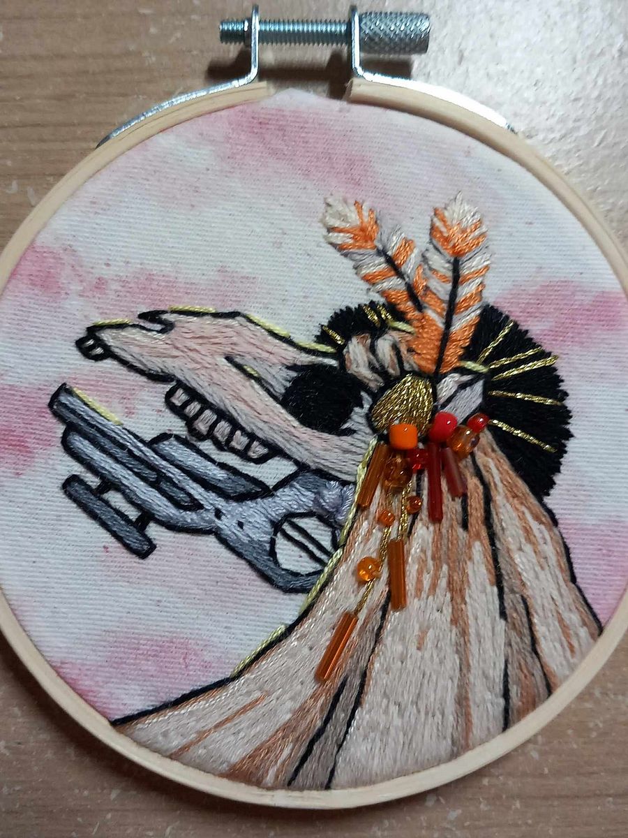 Streampunk Mari Lwyd Embroidery Hoop Art product image (1)