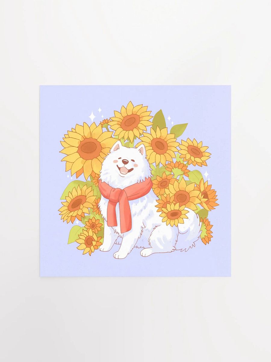 Cheerful Samoyed and Sunflowers Poster product image (3)
