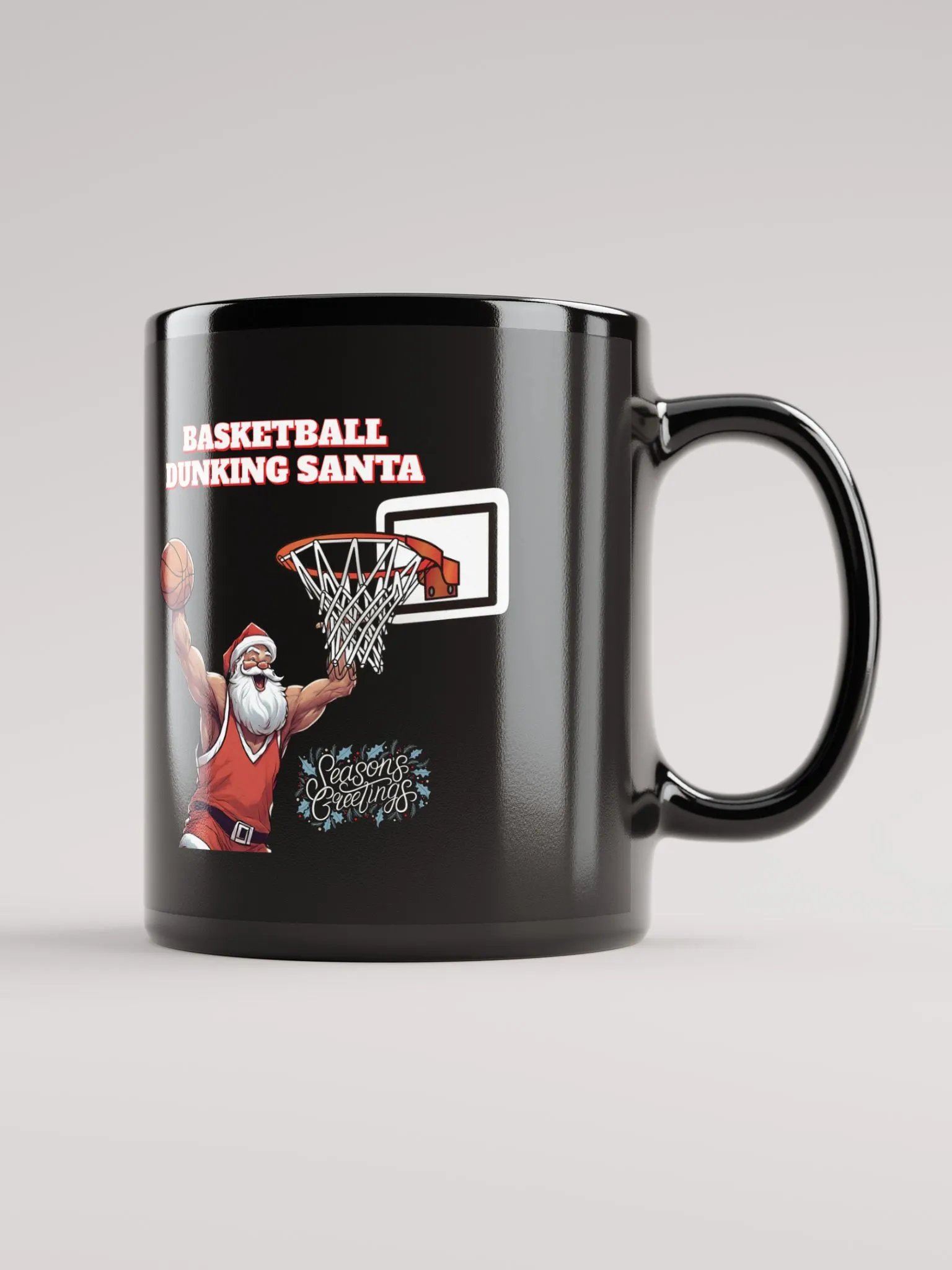Basketball Dunking Santa Black Mug product image (2)