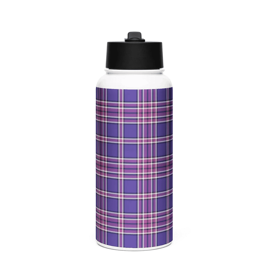 Purple Orchid and Violet Plaid Water Bottle product image (4)