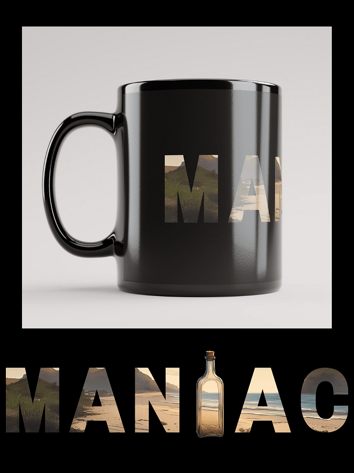 Beach Bottle MANIAC Black Glossy MugBeach Bottle MANIAC White Glossy Mug with Manic Bunny Logo product image (2)