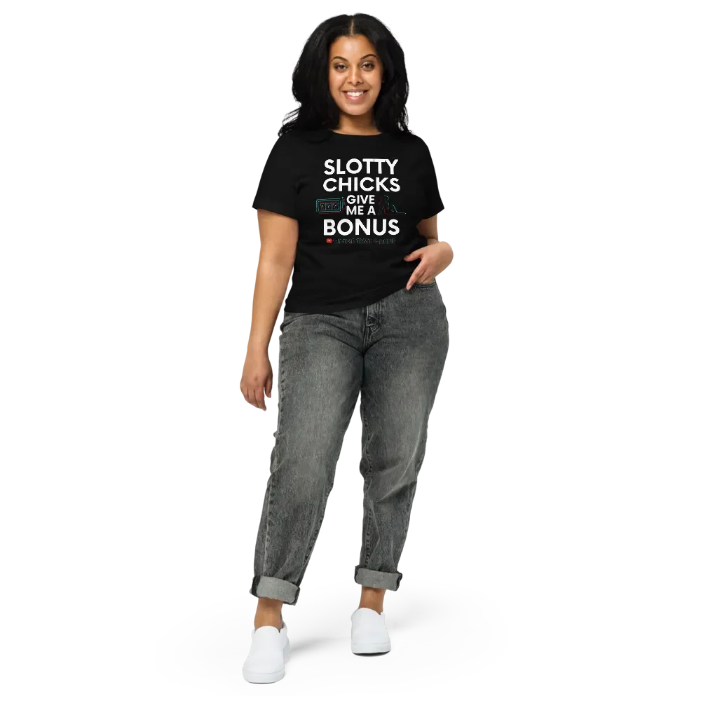 Slotty Chicks Give Me a Bonus Women's High-Waisted Tee product image (5)