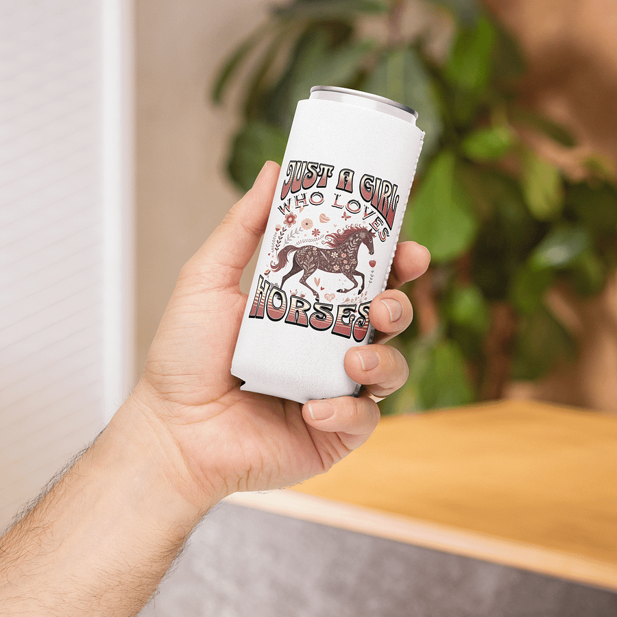 Just A Girl Who Loves Horses Floral Can Cooler product image (4)