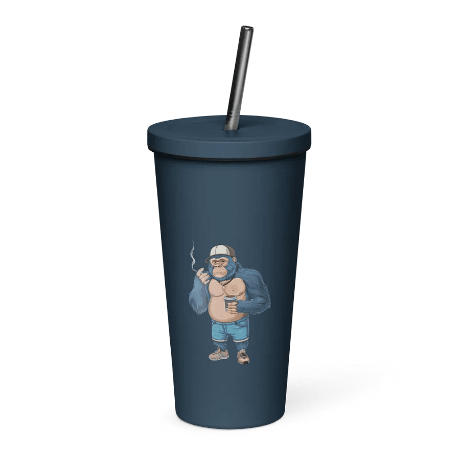 Blue Gorilla Insulated Tumbler with a Straw product image (1)
