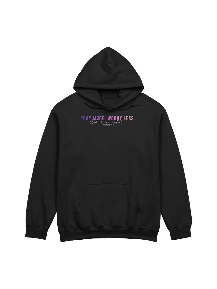 Pray More Worry Less 1.0 Hoodie - Unisex - Pink Gradient Text - Dark Colors product image (2)