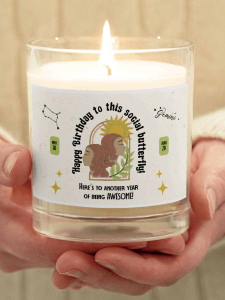 Zodiac Gemini Birthdate Candle Retro Design, Birth Month Birthday Gift product image (1)