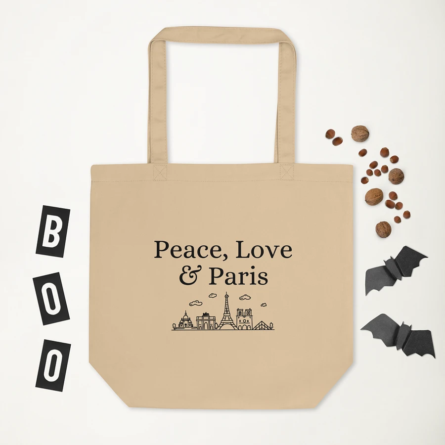 Peace, Love and Paris Organic Statement Tote Bag with Monuments | Black Ink Design product image (6)