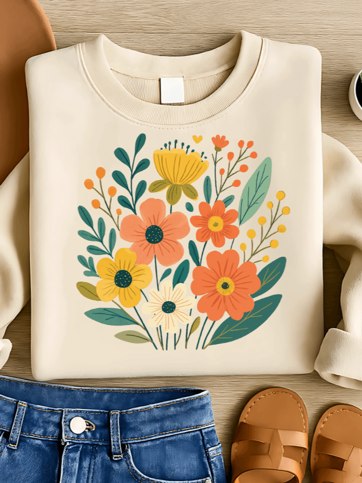 Boho Floral Cottagecore Sublimation PNG – Spring Garden Clipart for T-Shirts – Cozy Bohemian Nature Theme – 300 DPI Instant Digital Download product image (1)