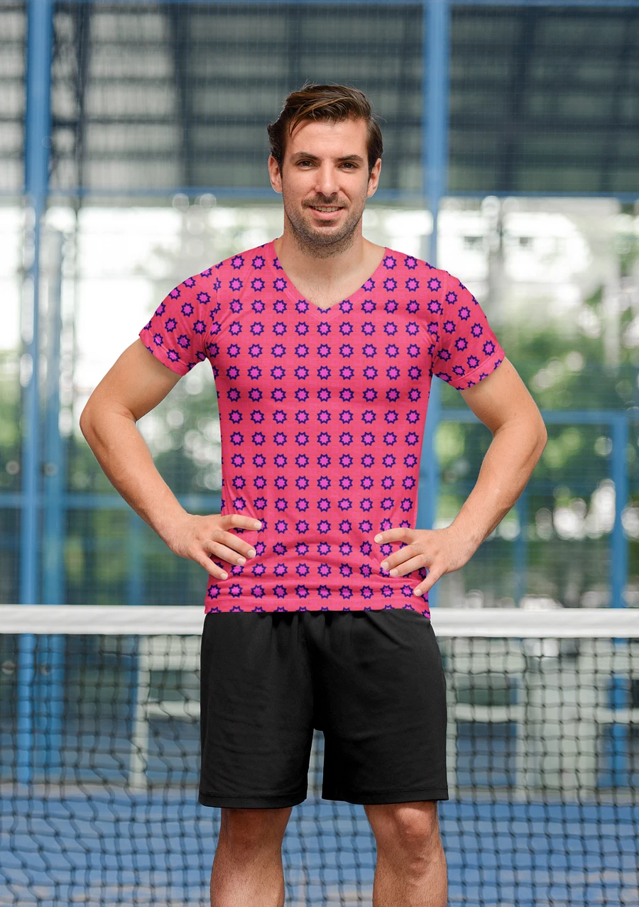 Abstract Red Unisex V Neck Sports Jersey product image (4)