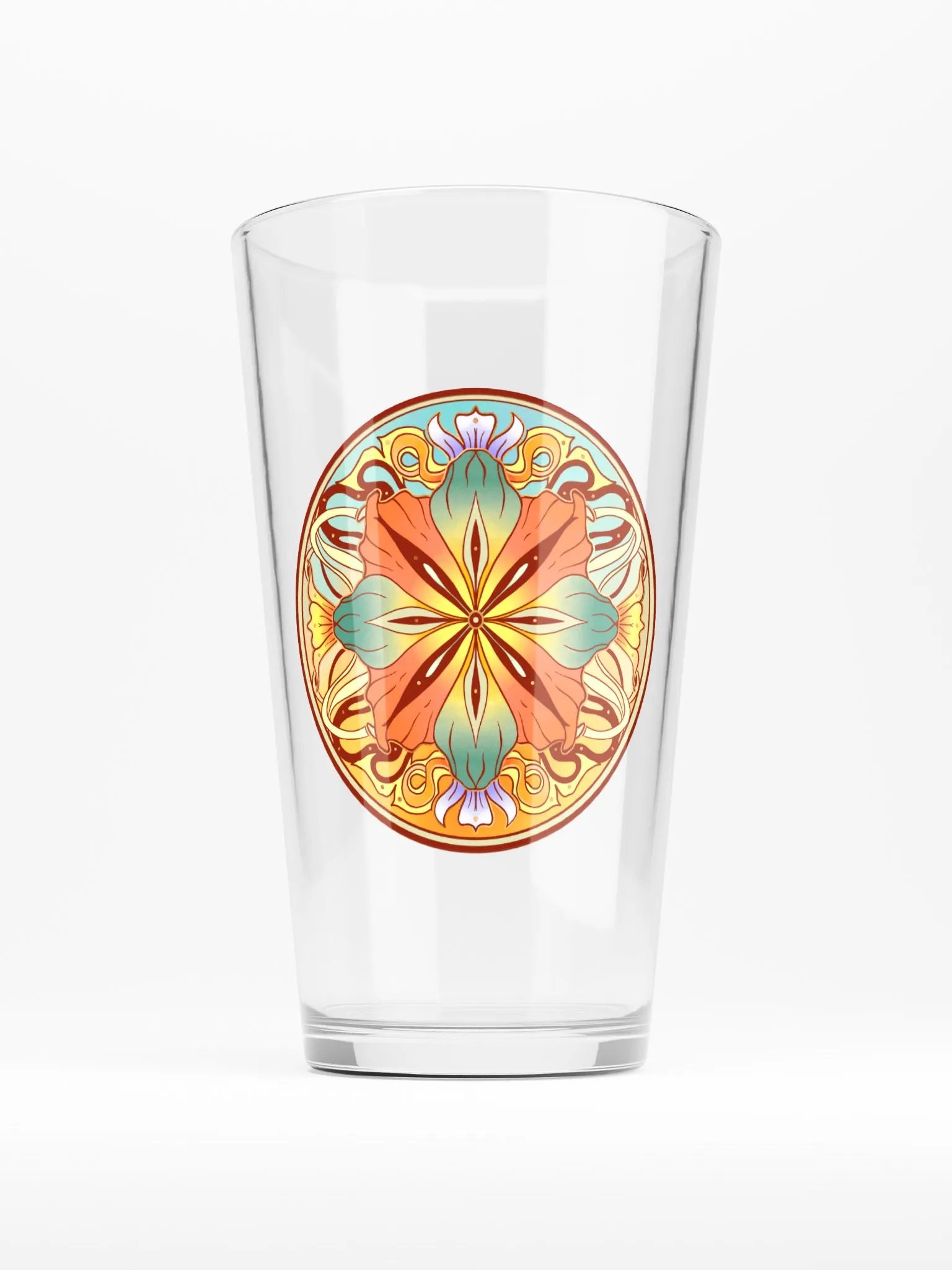 Teal Floral Mandala - Pint Glass product image (1)