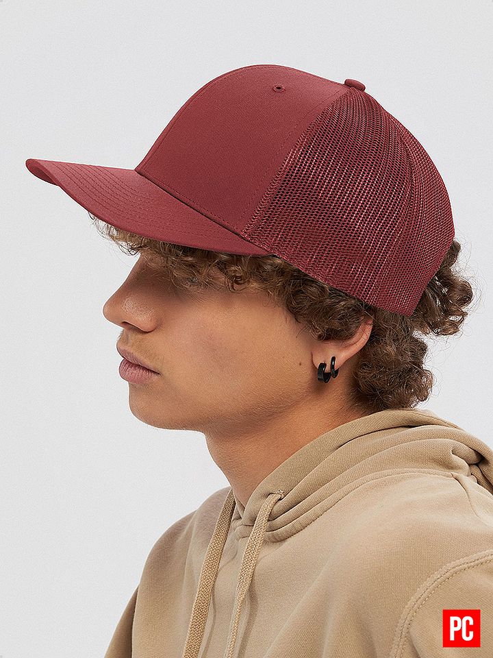 Plain Color Cardinal Snapback Mesh Trucker Hat product image (2)