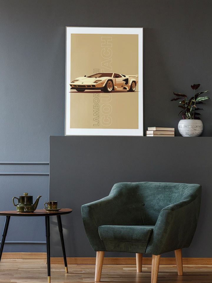 Lamborghini Countach Poster, Vintage Supercar Wall Art, Exotic Car Print, Classic Sports Car Decor, Retro Italian Automobile Illustration product image (2)