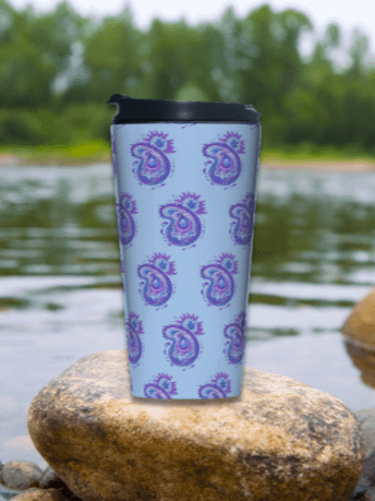 Indigo Paisley Flower - Stainless Steel Travel Mug product image (2)