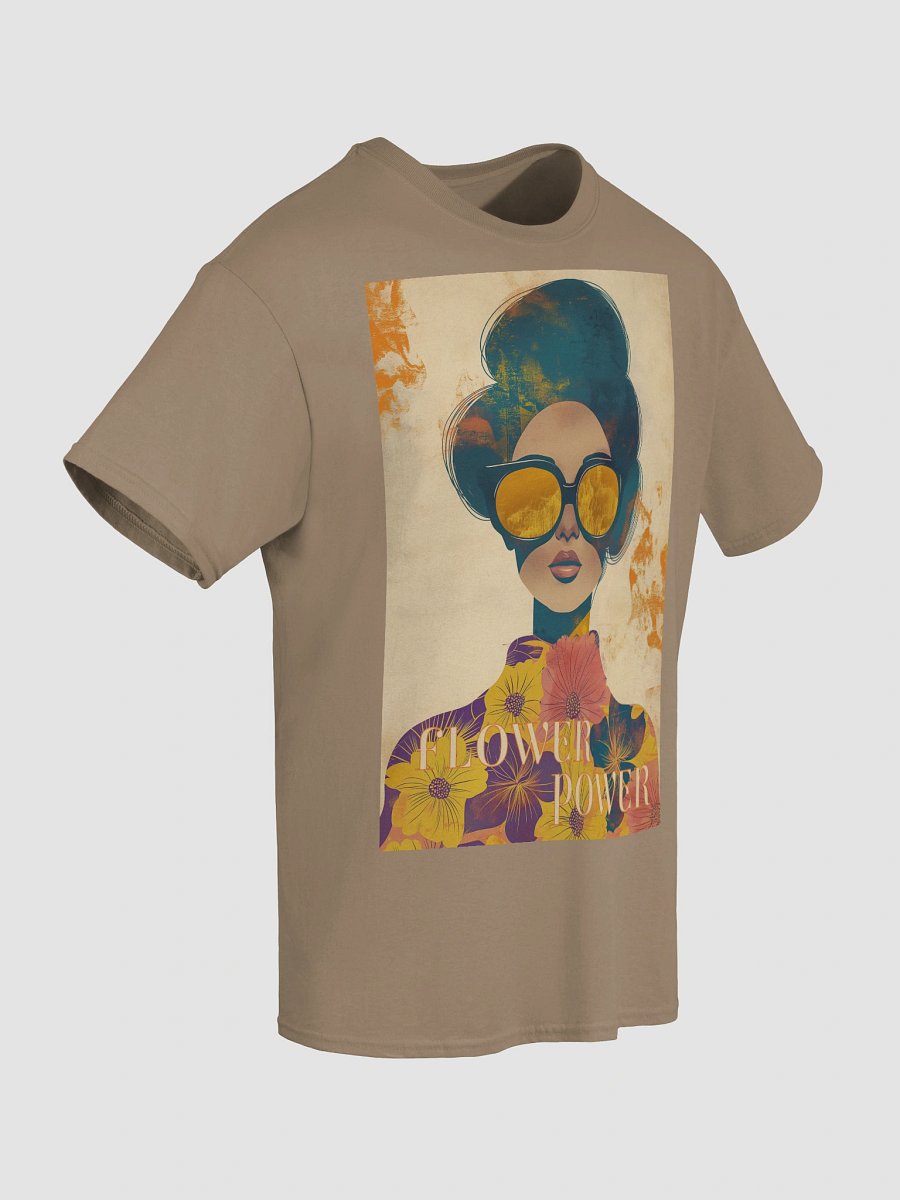 Flower Power Retro T-Shirt – 60s Collage Art with Woman in Sunglasses product image (8)