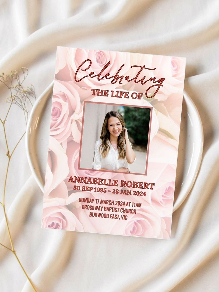 Pink Roses Funeral Program Canva Template product image (2)