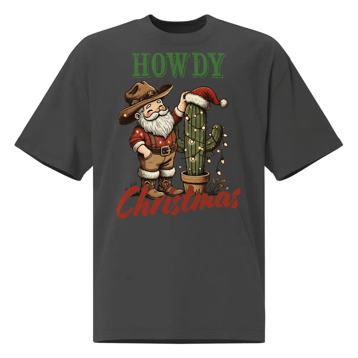 Howdy Christmas Cowboy Santa Oversized Tee product image (1)