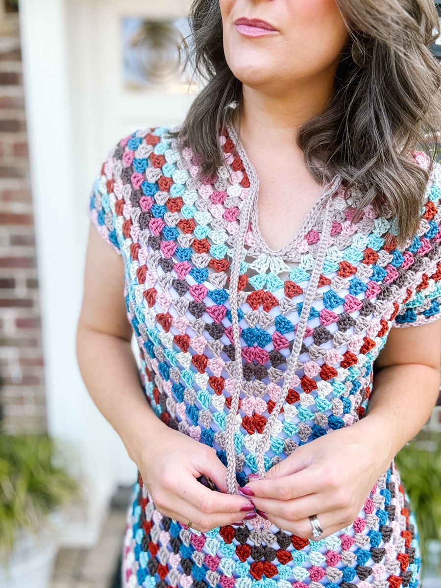 Top Down Crochet Granny Stitch Dress Pattern Adult Sizes product image (10)