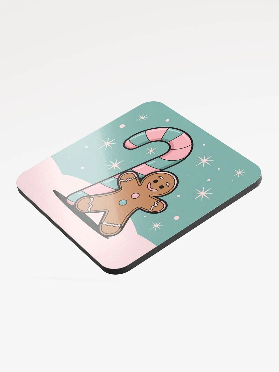 Festive Candy Cane and Gingerbread Man Cork Coaster product image (3)