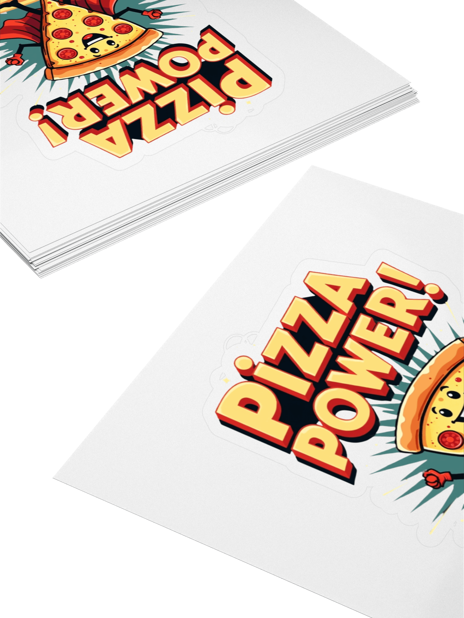 Pizza Power Sticker | Superhero Food Character Vinyl Decal | Funny Pizza Slice Laptop Sticker Kiss Cut Stickers product image (4)
